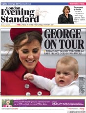 London Evening Standard (UK) Newspaper Front Page for 8 April 2014