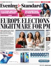 London Evening Standard (UK) Newspaper Front Page for 8 April 2019