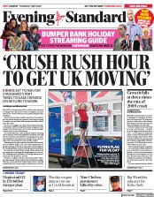 London Evening Standard (UK) Newspaper Front Page for 8 May 2020