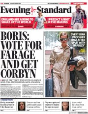 London Evening Standard (UK) Newspaper Front Page for 8 June 2019