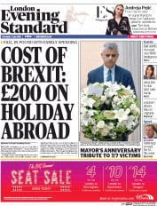 London Evening Standard (UK) Newspaper Front Page for 8 July 2016