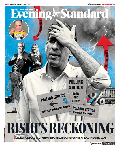 London Evening Standard Newspaper Front Page (UK) for 8 July 2023