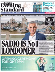 London Evening Standard (UK) Newspaper Front Page for 8 September 2016