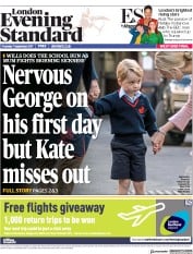 London Evening Standard (UK) Newspaper Front Page for 8 September 2017