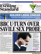 London Evening Standard (UK) Newspaper Front Page for 9 October 2012