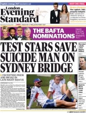 London Evening Standard (UK) Newspaper Front Page for 9 January 2014