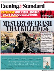 London Evening Standard (UK) Newspaper Front Page for 9 January 2020