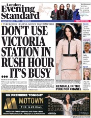 London Evening Standard (UK) Newspaper Front Page for 9 March 2016