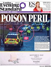 London Evening Standard (UK) Newspaper Front Page for 9 March 2018