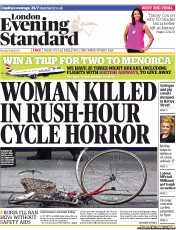 London Evening Standard (UK) Newspaper Front Page for 9 April 2013