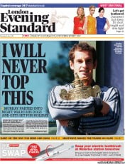 London Evening Standard Newspaper Front Page (UK) for 9 July 2013