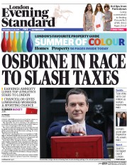 London Evening Standard Newspaper Front Page (UK) for 9 July 2015