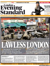 London Evening Standard (UK) Newspaper Front Page for 9 August 2011