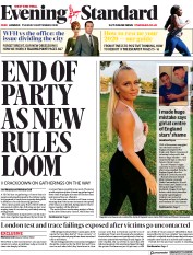 London Evening Standard (UK) Newspaper Front Page for 9 September 2020