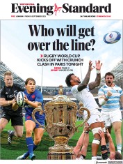 London Evening Standard (UK) Newspaper Front Page for 9 September 2023