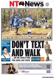 NT News (Australia) Newspaper Front Page for 12 August 2013