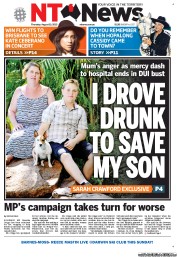 NT News (Australia) Newspaper Front Page for 15 August 2013