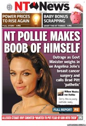 NT News (Australia) Newspaper Front Page for 16 May 2013