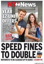 NT News (Australia) Newspaper Front Page for 17 January 2014