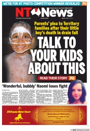 NT News (Australia) Newspaper Front Page for 22 January 2014