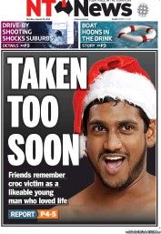 NT News (Australia) Newspaper Front Page for 26 August 2013