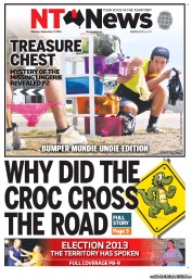 NT News (Australia) Newspaper Front Page for 9 September 2013