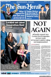 Sun Herald (Australia) Newspaper Front Page for 13 October 2013