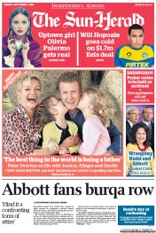 Sun Herald (Australia) Newspaper Front Page for 1 September 2013