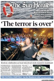 Sun Herald (Australia) Newspaper Front Page for 21 April 2013