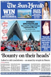 Sun Herald (Australia) Newspaper Front Page for 21 July 2013