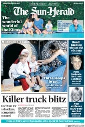 Sun Herald (Australia) Newspaper Front Page for 22 December 2013