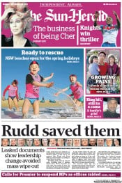 Sun Herald (Australia) Newspaper Front Page for 22 September 2013