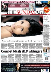 Sunday Age (Australia) Newspaper Front Page for 12 May 2013