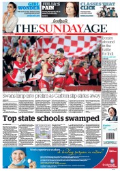 Sunday Age (Australia) Newspaper Front Page for 15 September 2013