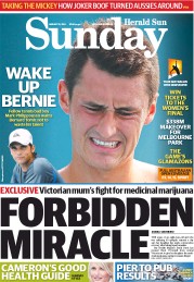 Sunday Herald Sun (Australia) Newspaper Front Page for 12 January 2014