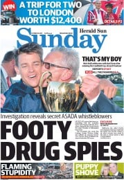 Sunday Herald Sun (Australia) Newspaper Front Page for 20 October 2013