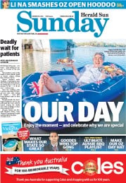 Sunday Herald Sun (Australia) Newspaper Front Page for 26 January 2014