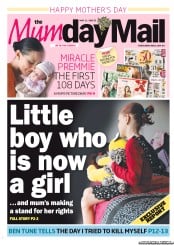 Sunday Mail (Australia) Newspaper Front Page for 12 May 2013