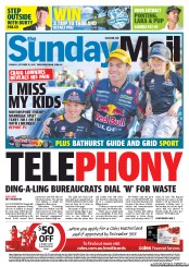 Sunday Mail (Australia) Newspaper Front Page for 13 October 2013