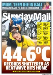 Sunday Mail (Australia) Newspaper Front Page for 5 January 2014