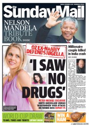 Sunday Mail (Australia) Newspaper Front Page for 8 December 2013