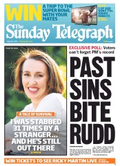 Sunday Telegraph (Australia) Newspaper Front Page for 11 August 2013