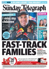 Sunday Telegraph (Australia) Newspaper Front Page for 13 October 2013