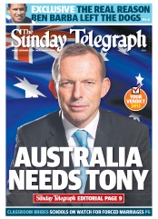 Sunday Telegraph (Australia) Newspaper Front Page for 1 September 2013