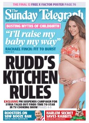 Sunday Telegraph (Australia) Newspaper Front Page for 25 August 2013