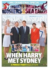 Sunday Telegraph (Australia) Newspaper Front Page for 6 October 2013