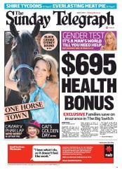 Sunday Telegraph (Australia) Newspaper Front Page for 7 April 2013
