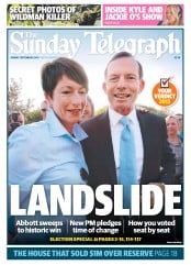 Sunday Telegraph (Australia) Newspaper Front Page for 8 September 2013