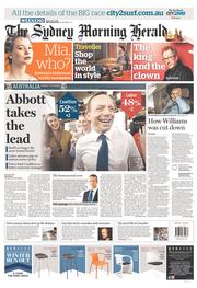 Sydney Morning Herald (Australia) Newspaper Front Page for 10 August 2013