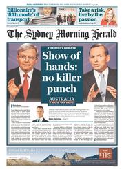 Sydney Morning Herald (Australia) Newspaper Front Page for 12 August 2013